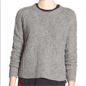 Madewell Palaside Merino Wool Zipper Back Gray Cable Knit Sweater size large